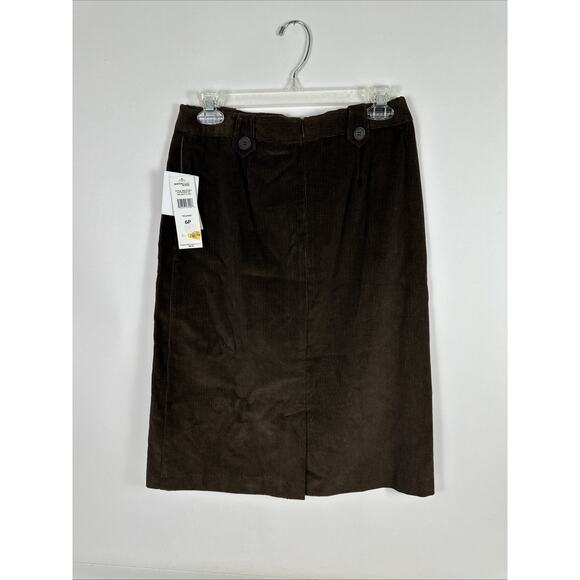 NWT NortonStudio Petites Corduroy Brown Fall Leaves Midi Skirt Size 6P Vintage - Picture 9 of 16